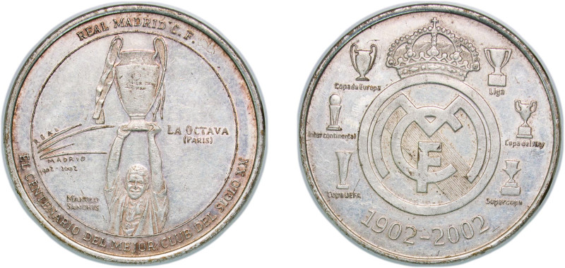 Spain Kingdom 2002 Medal - Manolo Sanchis Real Madrid C.F. Silver 12.37g UNC