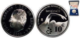Spain Kingdom 2003 M 10 Euros - Juan Carlos I (2003 World Aquatics Championships) Silver (.925) Madrid Mint (30000) 27g PF KM 1094