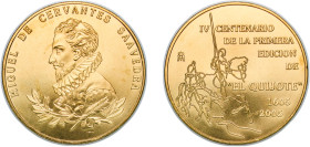Spain Kingdom 2005 M Medal - IV centenario quijote Gold plated Madrid Mint 14.66g BU