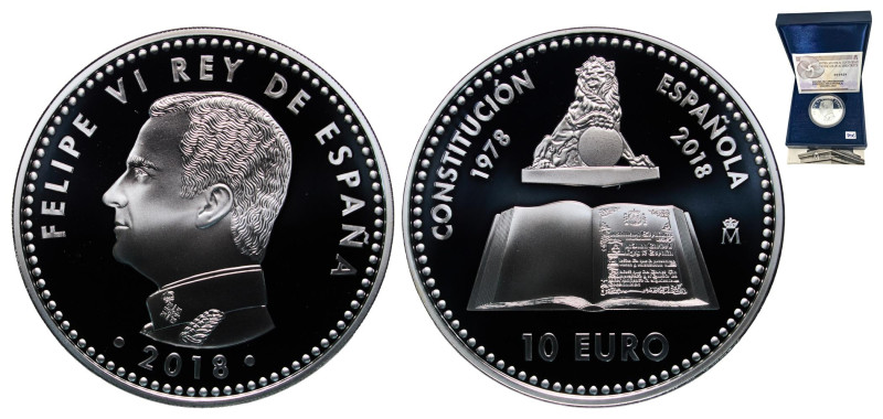 Spain Kingdom 2018 M 10 Euros - Philip VI (Spanish Constitution) Silver (.925) M...
