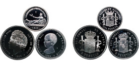 Spain Kingdom ND Peseta (Official Replica, 3 Lots, weight all 84.2gr) Silver (.925) Madrid Mint PF
