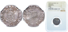 Spain Kingdom of Aragon Spanish states 1479 - 1516 I C ½ Real - Ferdinandus II Silver (.931) Zaragoza Mint 1.76g NGC AU 55 Top Pop Cru 1305