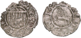 Spain Kingdom of Castile and Leon 1295 - 1312 S Denier - Ferdinand IV Billon Seville Mint 0.53g VF Damage AB 325