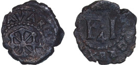 Spain Kingdom of Navarre Spanish states 1622 - 1641 4 Cornados - Felipe IV Copper Pamplona Mint 1.97g VF KM 20