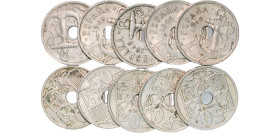 Spain Nationalist Government 1949 *19-51 50 Centimos (10 Lots, Inverted Arrows) Copper-nickel Madrid Mint AU KM 776