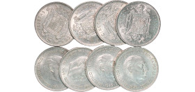 Spain Nationalist Government 1949 5 Pesetas - Francisco Franco (8 Coins) Nickel Madrid Mint XF KM 778