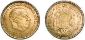 Spain Nationalist Government 1953 *19-54 2½ Pesetas - Francisco Franco Aluminium bronze Madrid Mint (22729000) 6.95g UNC KM 785 Schön 29