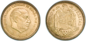 Spain Nationalist Government 1953 *19-56 2½ Pesetas - Francisco Franco Aluminium bronze Madrid Mint (30322000) 7g UNC KM 785 Schön 29