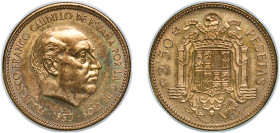 Spain Nationalist Government 1953 *19-70 2½ Pesetas - Francisco Franco Aluminium bronze Madrid Mint (6000) 6.91g UNC KM 785 Schön 29