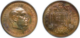 Spain Nationalist Government 1953 *19-71 2½ Pesetas - Francisco Franco Aluminium bronze Madrid Mint 7.06g UNC KM 785 Schön 29