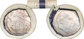 Spain Nationalist Government 1957 *58 50 Pesetas - Francisco Franco (Roll of 40 Pieces, all Original luster) Copper-nickel Madrid Mint BU KM 788 Schön...
