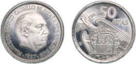 Spain Nationalist Government 1957 *74 50 Pesetas - Francisco Franco Copper-nickel Madrid Mint (25000) 12.48g PF KM 788 Schön 36