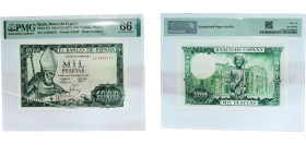 Spain Nationalist Government 1965 1000 Pesetas Paper PMG Gem Uncirculated 66 EPQ P 151