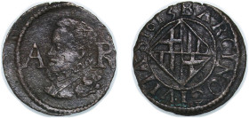 Spain Principality of Catalonia 1615 Ardite - Felipe III Copper La Seca Mimt 1.33g VF Cal 595 KM 13