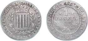 Spain Principality of Catalonia Spanish states 1836 B PS 1 Peseta Silver (.812) Barcelona Mint 5.75g XF KM 129