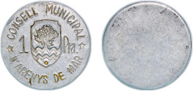 Spain Second Republic 1937 1 Peseta (Arenys de Mar) Aluminium (3500) 3.34g AU KM 2 Turró 190