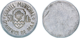 Spain Second Republic 1937 50 Centimos (Arenys de Mar) Aluminium (6000) 1.65g UNC KM 1 Turró 191