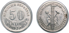 Spain Second Republic 1937 50 Centimos (Asturias and León) Copper-nickel (200000) 2.71g AU KM 1