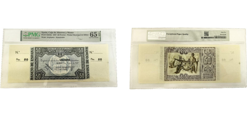 Spain Second Republic 1937 50 Pesetas (Banco de España - Bilbao, With matrix on ...