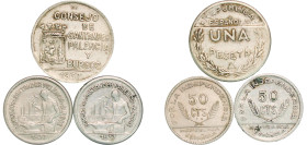 Spain Second Republic 1937 Coinage (3 Lots) Copper-nickel AU