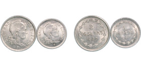 Spain Second Republic 1937 Pesetas Set (Euzkadi, 2 Lots) Nickel UNC