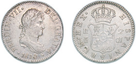 Spain Spanish colony 1810 C CI 2 Reales - Fernando VII Silver (.812) Cádiz Mint 5.76g XF KM 460