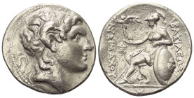 Königreich Thrakien. Lysimachos (306 - 281 v. Chr.).

 Tetradrachme (Silber). Ca. 297 - 281 v. Chr. Lampsakos.
Vs: Kopf des vergöttlichten Alexande...