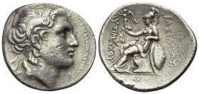 Königreich Thrakien. Lysimachos (306 - 281 v. Chr.).

 Tetradrachme (Silber). Ca. 288 - 281 v. Chr. Amphipolis.
Vs: Kopf des vergöttlichten Alexand...