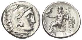 Königreich Makedonien. Alexander III. der Große (336 - 323 v. Chr.).

 Drachme (Silber). Ca. 323 - 319 v. Chr. Kolophon.
Vs: Kopf des jugendlichen ...