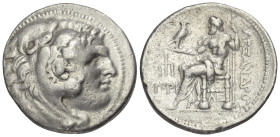 Königreich Makedonien. Alexander III. der Große (336 - 323 v. Chr.).

Tetradrachme (Silber). Ca. 280 - 275 v. Chr. Priene.
Vs: Kopf des jugendliche...
