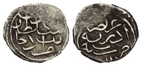 Osmanen. Mehmed II. (848 - 849 u. 855 - 886 H. / 1444 - 1445 u. 1451 - 1481).

 Akce (Silber). 886 H. Edirne.
Vs: Mehmed Sultan bin Murad han.
Rs:...