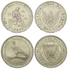 Deutschland - Lots.


Weimarer Republik. 

Lot (2 Stück, Silber):
3 Reichsmark (Silber). 1930 A. Berlin. Auf den 700. Todestag von Walther von d...