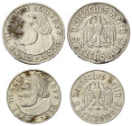 Deutschland - Lots.


Drittes Reich (1939-1945).

Lot (2 Stück, Silber): 5 und 2 Reichsmark. 1933 A. Berlin. Auf den 450. Geburtstag von Martin L...
