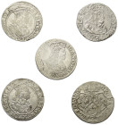 Europa - Lots.


Polen. Königreich. 
Johann II. Kasimir (1649-1668).

Lot (5 Stück, Silber): Sechsgröscher (Szostak). 1661 TLB, 1662 TT, 1663 AT...