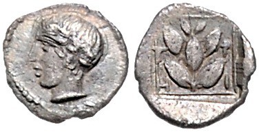 Griechen - Thrakien - Trieros Hemiobol ca. 450-400 v. Chr. Kopf des Apollo mit L...