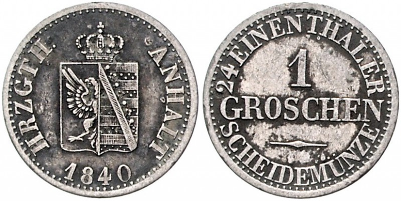 Anhalt - Bernburg Anhaltinische Gemeinschaftsmünzen 1839-1871 Lot von 7 Stücken:...