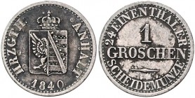 Anhalt - Bernburg Anhaltinische Gemeinschaftsmünzen 1839-1871 Lot von 7 Stücken: 1 1/2 Pfennig 1776 S, 1/24 Taler 1831 Z, 2 1/2 Silbergroschen 1861 A,...