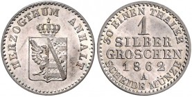 Anhalt - Bernburg Alexander Carl 1834-1863 1 Silbergroschen 1862 A AKS 23. Jg. 69. 
kl.Kr. f.st