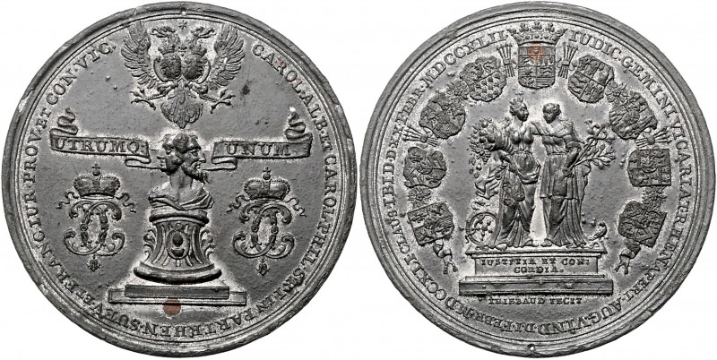 Augsburg - Stadt Zinnmedaille 1742 (v. Thiébaud) a.d. Reichs-Vikariatsgericht in...