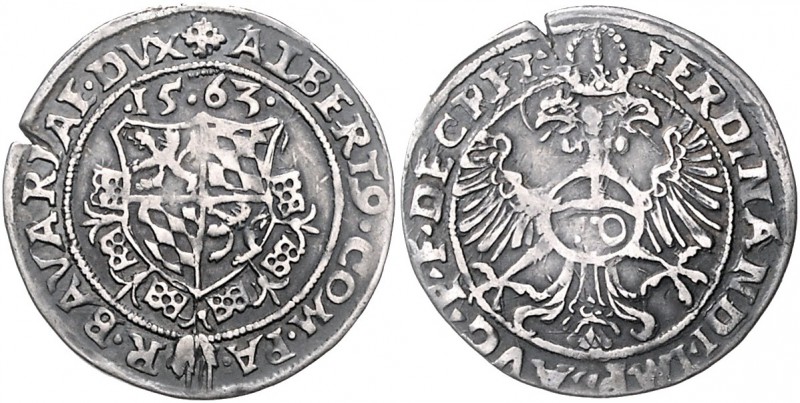 Bayern Albrecht V. der Großmütige. 1550-1579 10 Kreuzer 1563 Hahn 40. Witt. 486....