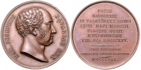 Bayern Ludwig I. 1825-1848 Suitenmedaille 1830 aus Bronze (v. Dietelbach) a.d. Todestag von Maximilian I. Joseph 1756-1825, aus der Numismatischen Ser...