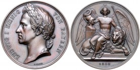 Bayern Ludwig I. 1825-1848 Bronzemedaille 1848 (v. Voigt) auf seine Abdankung 
52,1mm 65,4g f.st
