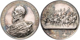 Bayern Prinzregent Luitpold 1886-1912 Silbermedaille 1895 (v. Lauer) Zur Erinnerung an die ruhmvollen Tage 1870/71 Witt. 3083. 
42,4mm 28,1g vz-st