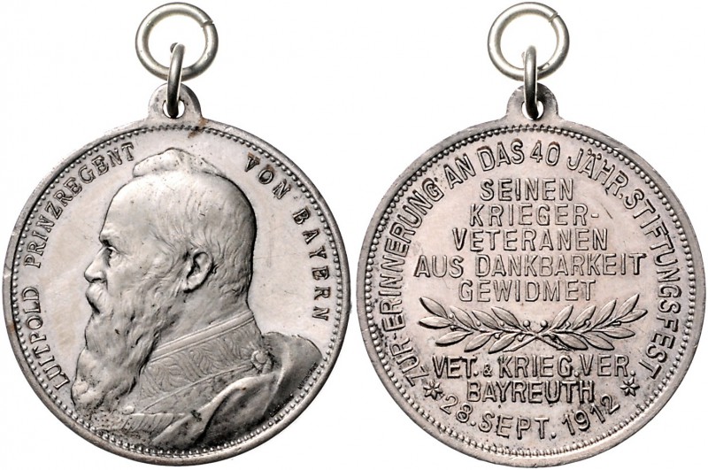 Bayern Prinzregent Luitpold 1886-1912 Silbermedaille 1912 (v. Lauer) a.d. 40-jäh...