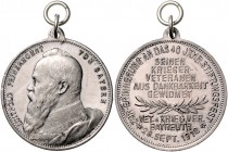 Bayern Prinzregent Luitpold 1886-1912 Silbermedaille 1912 (v. Lauer) a.d. 40-jährige Bestehen des Veteranen-Vereins in Bayreuth 
m. Orig.Öse u. Ring ...