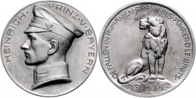 Bayern Ludwig III. 1913-1918 Zinkmedaille 1916 (v. Schwegerle) a.d. in Rumänien gefallenen Heinrich Prinz von Bayern Hasselmann 139. 
50,0mm 30,9g Au...