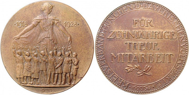 Bayern Prägungen Bronzemedaille 1928 (v. Dasio) Treuemedaille der Bayerischen Vo...