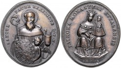 Bayern - Ettal Wallfahrtsmedaille o.J. aus Bronze (18. Jh.) Slg. Peus/Wallfahrt 488. 
oval 32,4x36,4mm 14,3g vz
