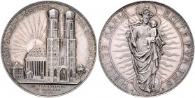 Bayern - München Silbermedaille 1894 (v. Börsch) a.d. 400-jährige Gedächtnisfeier der Einweihung der Frauenkirche Gebhardt 205. Hauser 799. 
38,0mm 2...