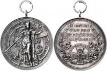 Bayern - Weilheim Silbermedaille 1910 40 JAHRE TREUEN GEDENKENS 1870/71-1910" des Veteranen- und Kriegervereins, i.Rd: SILBER 990 "
m. Orig.Öse 39,6m...